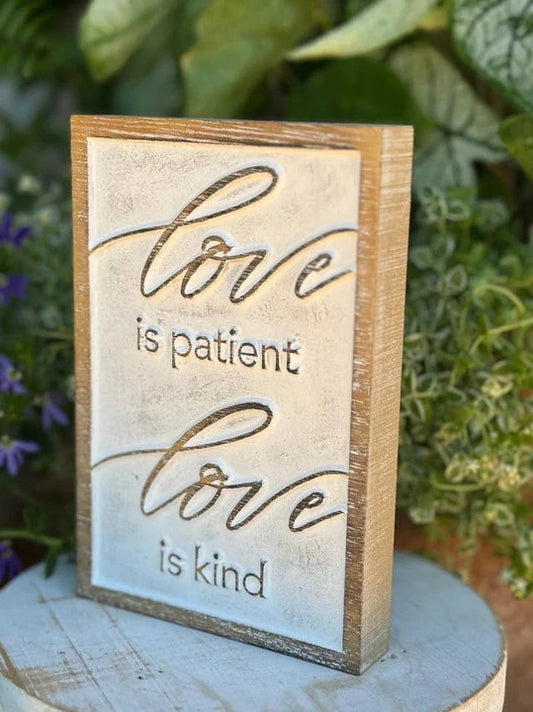 Christmas Sign Wooden Ornament Love Is Patient Love Is Kind  4"x 6" Sw-3009-v