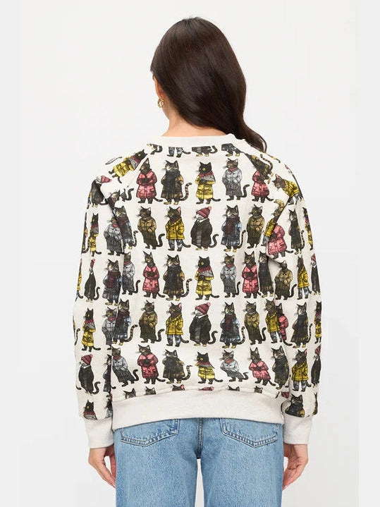 Sweat Shirt Pullover Cozy Cats Print  Women's Sw284