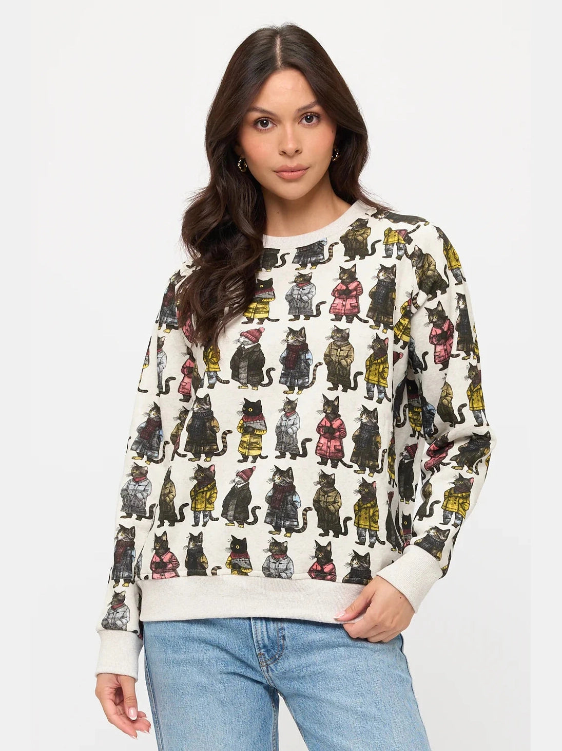 Sweat Shirt Pullover Cozy Cats Print  Women's Sw284