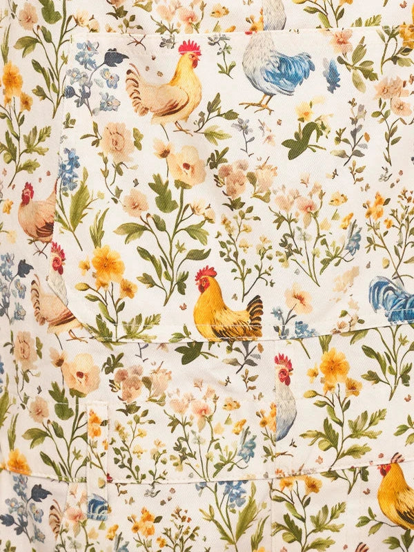 Shortalls Colorful Rooster &amp; Floral Print&nbsp; Women's Aw2695