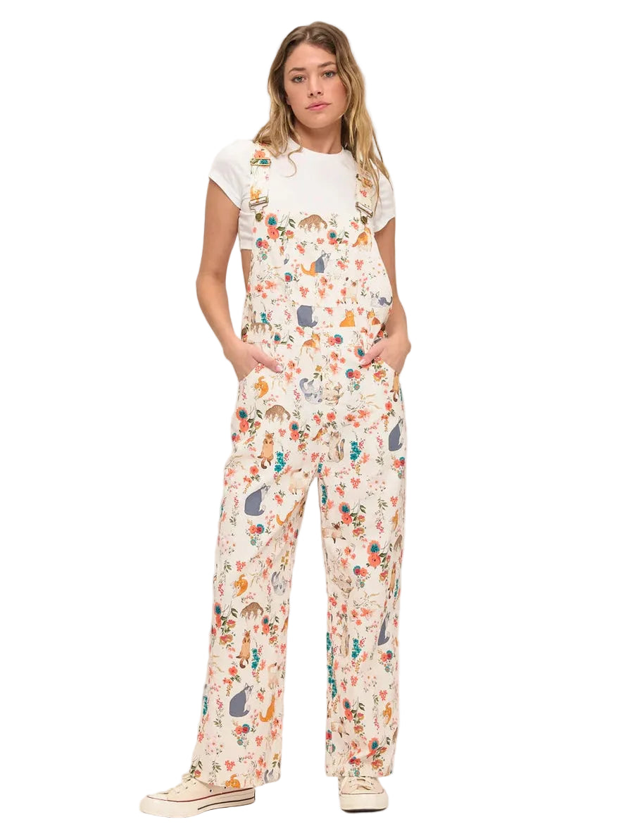 Overalls Cats Floral Print&nbsp; Women's SM2675