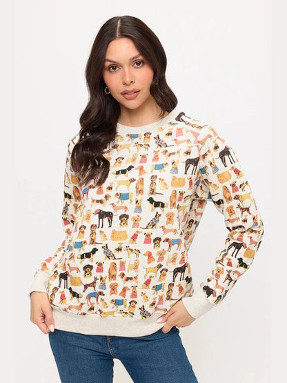 Sweat Shirt Pullover Colorful Dog Breeds Women's Sw279