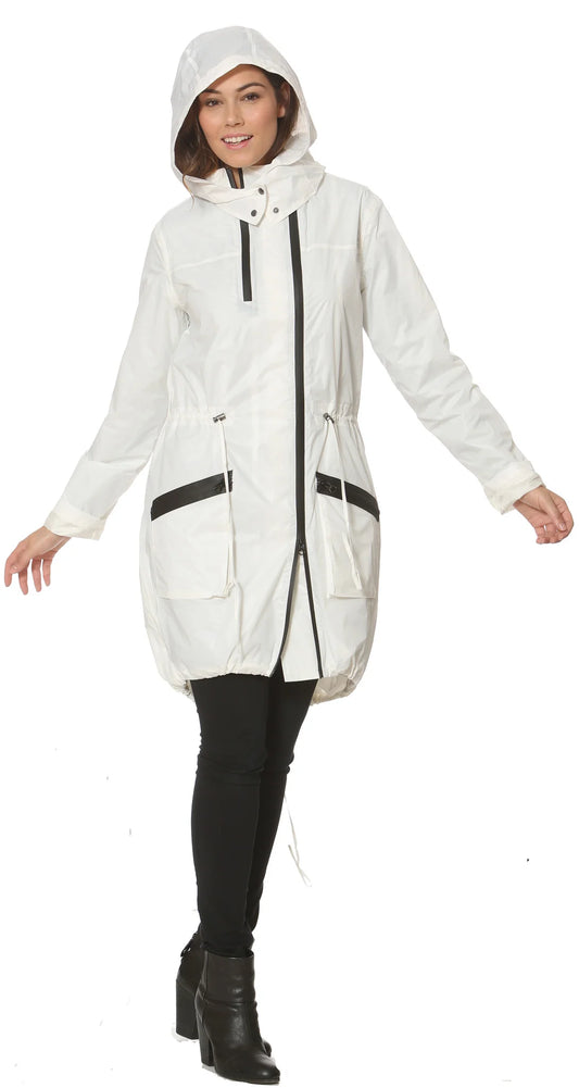 Rain coat, Wind breaker Water resistant - WHITE   Sabrina 