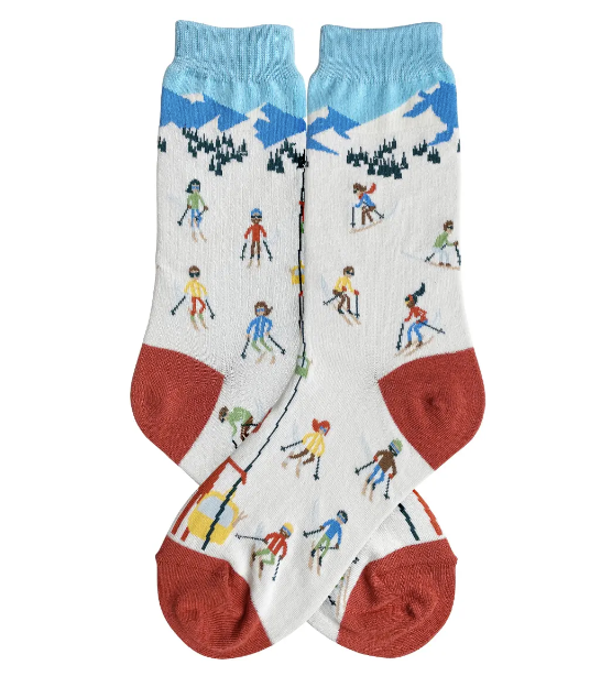 Women's Socks - Novelty, crew sock, fun -Skiing 