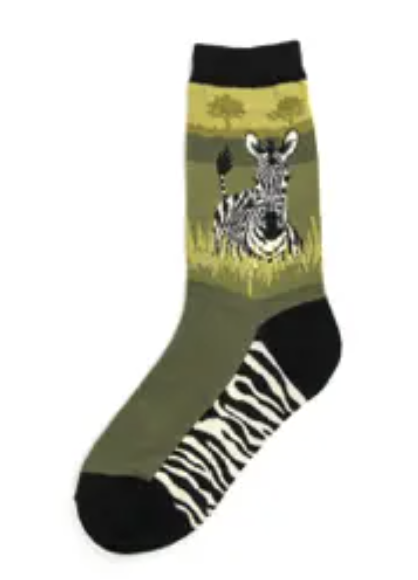 Women's Socks - Novelty, crew sock, fun - Zebra 