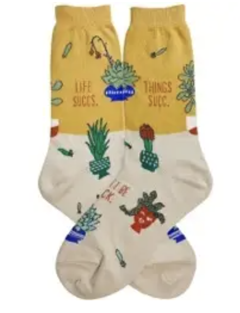 Women's Socks - Novelty, crew sock, fun -Succulents 