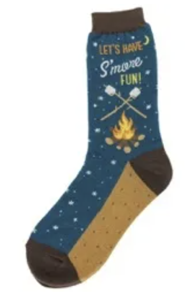 Women's Socks - Novelty, crew sock, fun - smores 