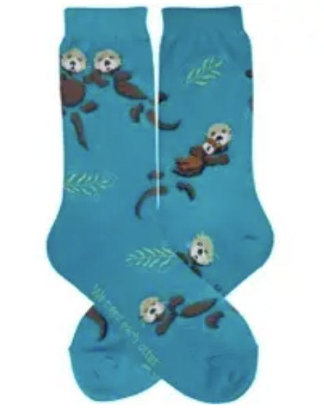 Women's Socks - Novelty, Crew sock, Fun - Otters 