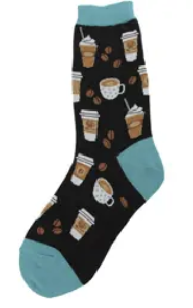 Women's Socks - Novelty, Crew sock, Fun -Coffee 