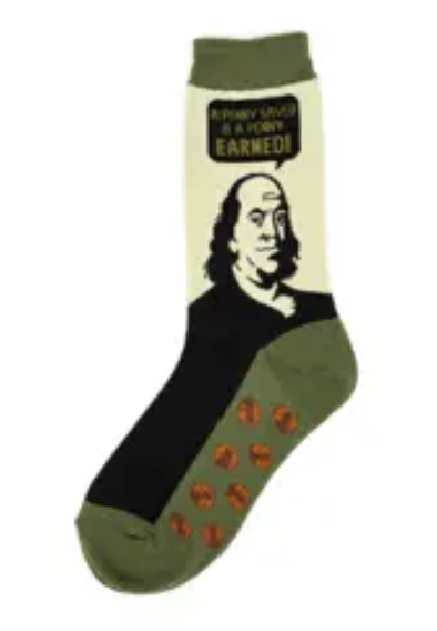 Women's Socks - Novelty, Crew sock, Fun -Ben Franklin 
