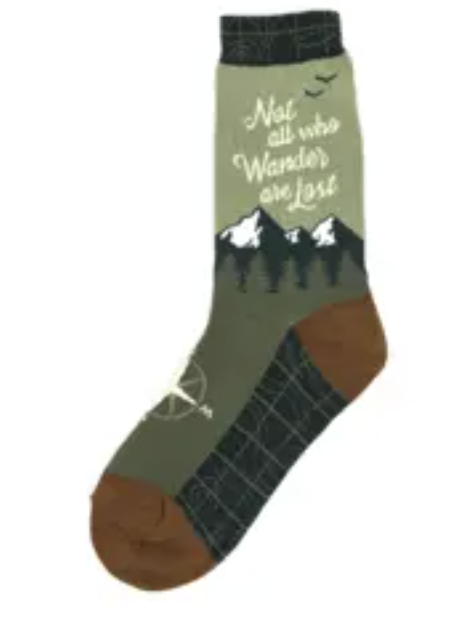 Women's Socks - Novelty, Crew sock, Fun - Not all who Wander are Lost 