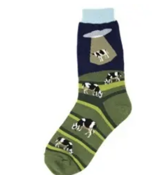 Women's Sock - Beam me up cow 