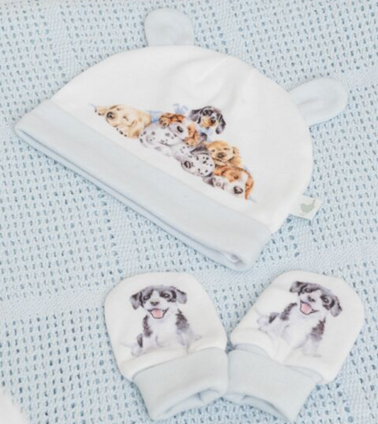 Baby Hat & Mitten Gift Set - Puppies - LTW-HM002 