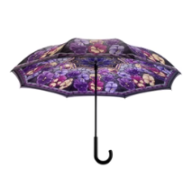 Umbrella-Reverse Close Stick-Stained Glass Pansies-23064rc 