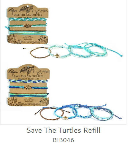 Bracelet   Multi Strands   Sea Turtle Teal or Blue  BIB046 