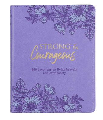 Book Devotional Strong 7 Courageous Faux Leather Purple DEV220