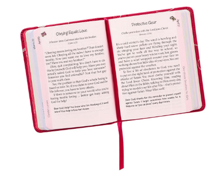 Book One Minute Devotional For Girls Faux Leather Fushia OM041