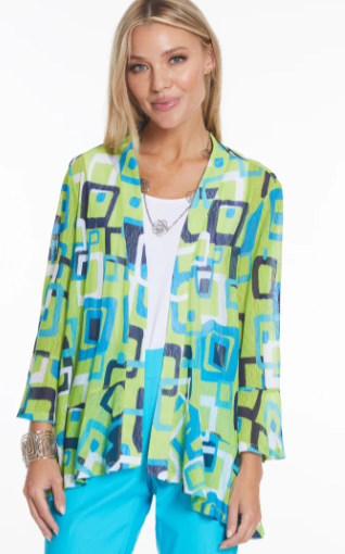 Jacket- Women-3/4 Flounce Sleeve circle hen Open jacket 