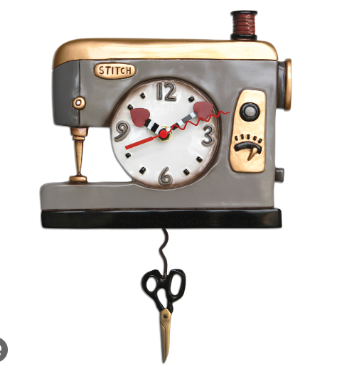 Wall Clock - Grey  Sewing Machine - Stitch Couture   p1666 