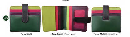 Wallet Small Bifold Forest Multi Leather RFID Blocking 7301 