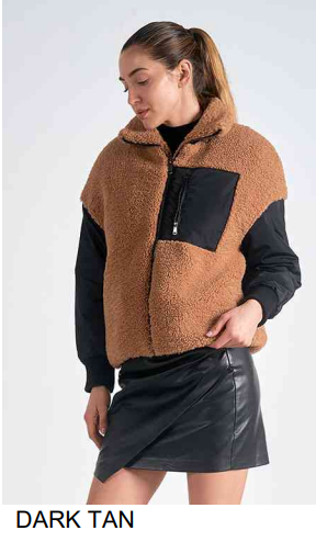 Jacket  Fauz Fur Dark Tan JK8227 