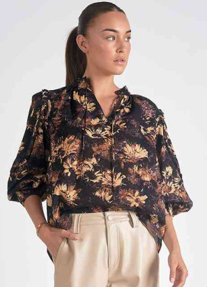 Shirt  Pleasant Blouse ruffle on shoulder and sleeve Women's VP11283 Black 