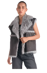 Vest with Faux Fur Charcoal / Brown JK8075 