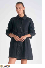 Dress Denim Button Front Tiered DS50035 Black 