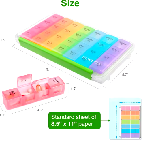 Pill Organizer Weekly Moisture proof  RTPBORG 