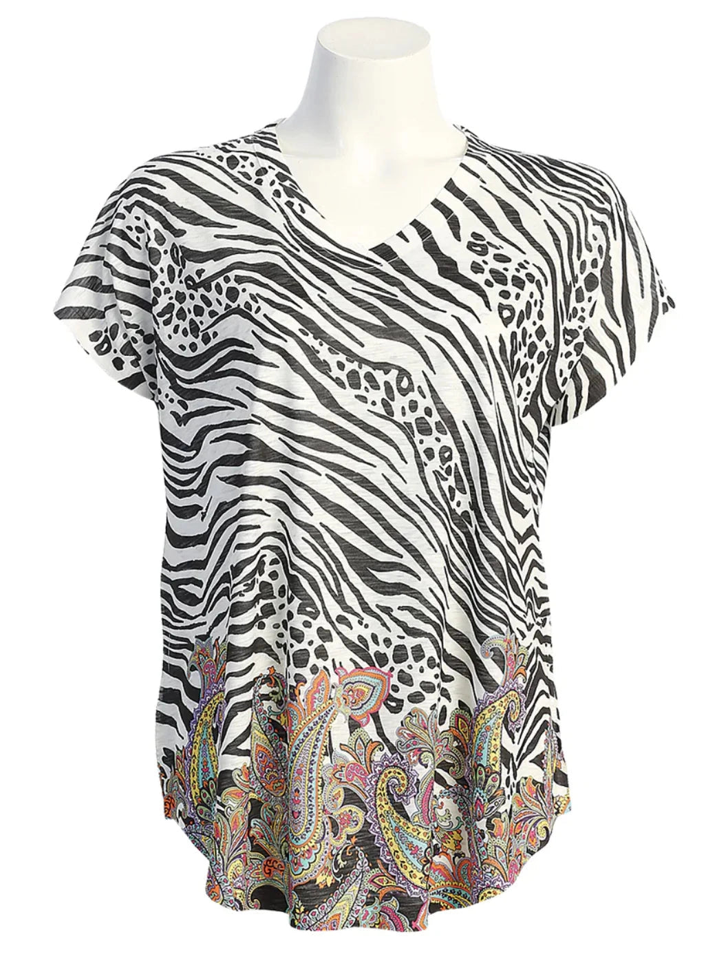 60-1683 Serengeti Black/White   V Neck Women's Top 