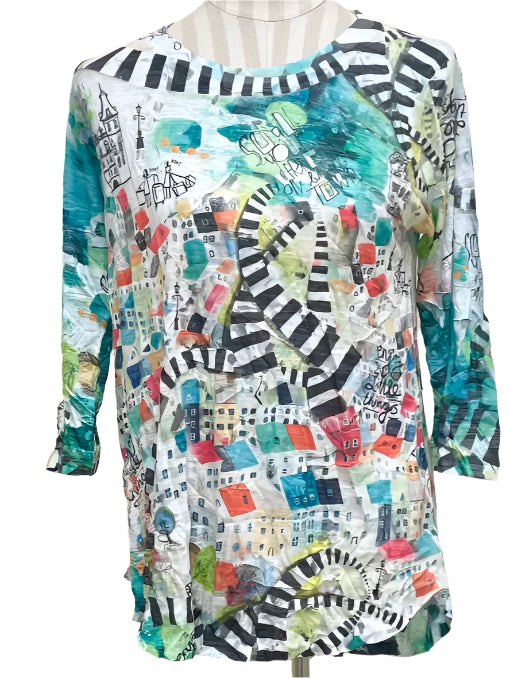 Top Sunday Stroll ac115 3/4 Sleeve Crew Neck Women's Ct1250bo