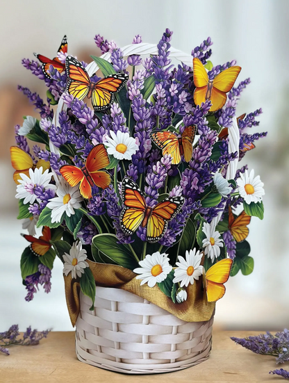 Flower's Boutique Paper Cards  Pop up Lavender & Butterflies 3725 