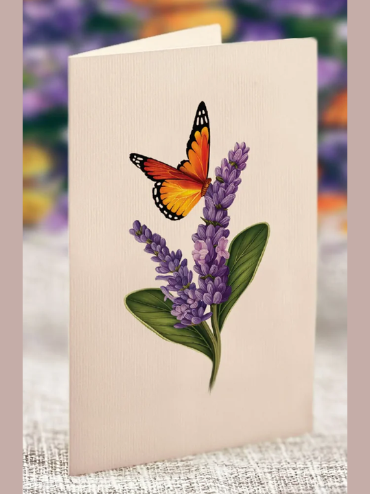 Flower's Boutique Paper Cards  Pop up Lavender & Butterflies 3725 