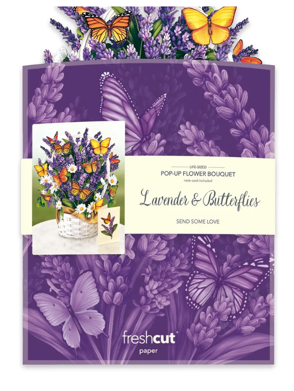 Flower's Boutique Paper Cards  Pop up Lavender & Butterflies 3725 