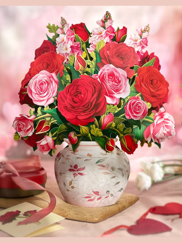 Flower's Boutique Paper Cards  Popup Blooming Roses  3739 