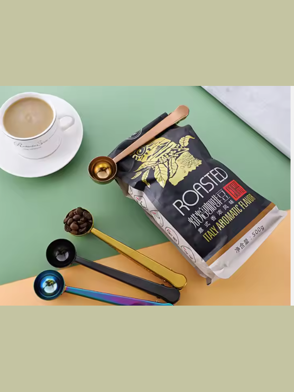 Coffee Scoop /  Bag Clip  Measuring Spoon 2 in 1 Stainless Steel 1 Tbsp. 3 Colors