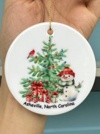 Ornament Christmas  Asheville Red Christmas Tree /Snowman RTCOATS