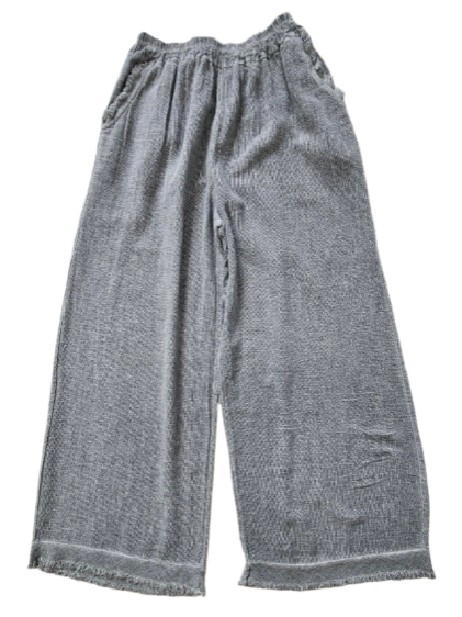 Pants Grey Linen Mesh 2 Pocket Wide Leg Women's One Size 9339