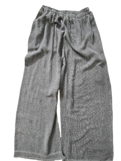 Pants Grey Linen Mesh 2 Pocket Wide Leg Women's One Size 9339