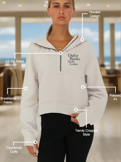 Hoodie Scuba Oversized Half Zip Sweat Shirt 2143 Black