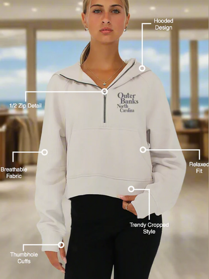 Hoodie Scuba Oversized Half Zip Sweat Shirt 2143 Black