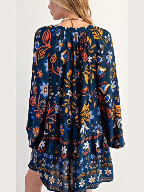 Dress Mini Blue Floral Raton Gauze Women's&nbsp; Ed79006