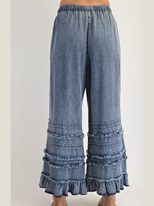 Pants Dark Denim Fray Washed Chambray  EB56397