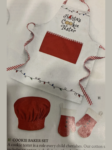 Children's Christmas Apron/Hat/ Oven Mitt Santa"s Cookie Tester 9736887