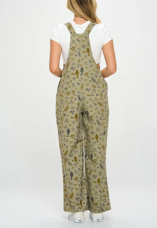 Overalls Bird Floral Print  AW2382