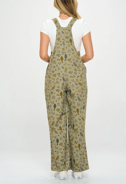 Overalls Bird Floral Print  AW2382