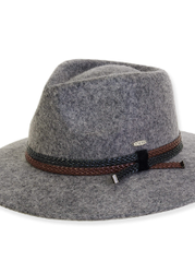 Sun n Sand-Hat Grey /Black-Brown Trim&nbsp;Wool Felt Safari&nbsp; 2.75" Brim Women's-AD1508A