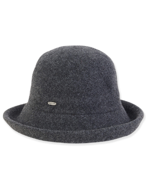 Sun n Sand-Hat Grey/Black Trim Soft Wool Up Brim 3.25" Brim Women's-AD1435A