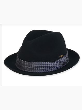 Sun n Sand-Hat Black&nbsp; Wool Felt Fedora 1.75" Brim Women's-AD1505A