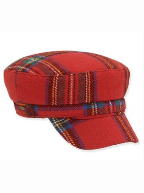 Hat Red Plaid Fashion News Boy 2" Brim Women's-AD1238A